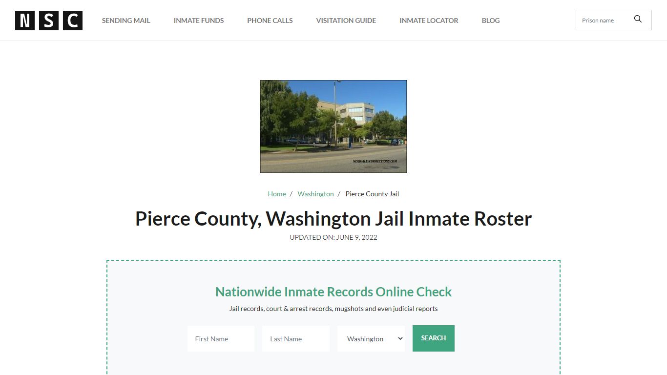 Pierce County, Washington Jail Inmate List