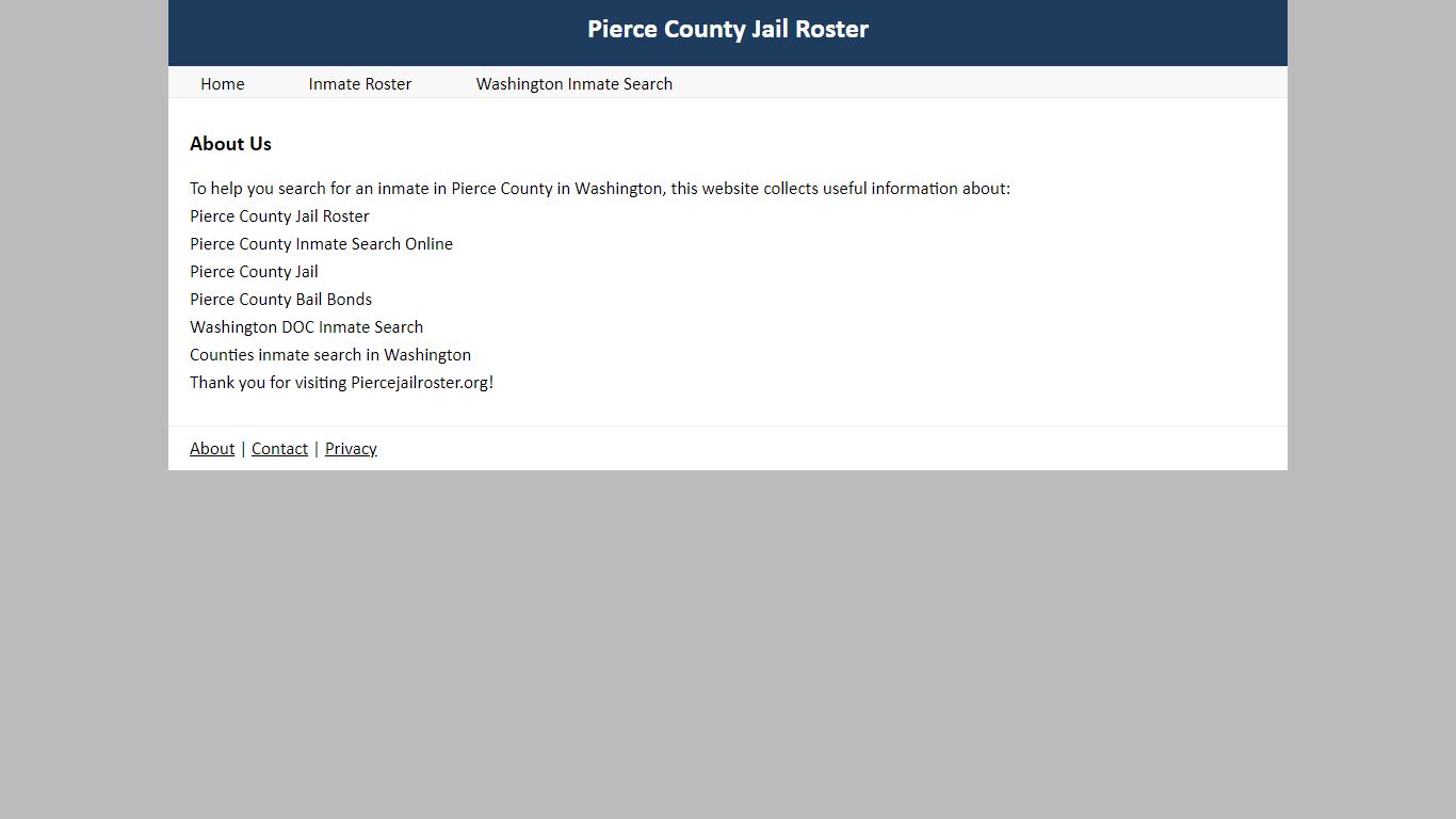 About Us - Pierce County Jail Roster